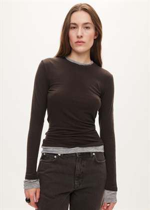 Bibi bluse Dark Brown/Grey Mel. Oval Square 